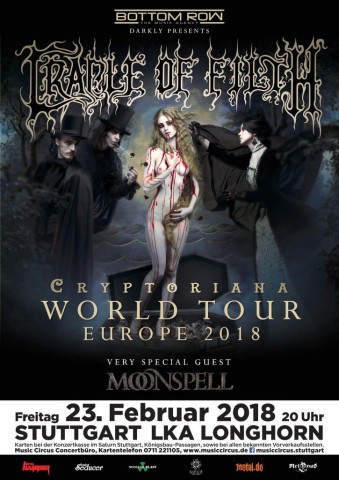 CRADLE OF FILTH - Cryptoriana World Tour+ very special guest: MOONSPELL