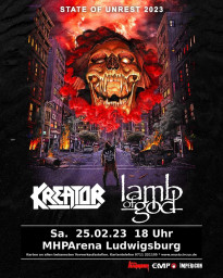 25 февраля Kreator вместе с Lamb Of God выступят в горoде Людвигсбург (Германия)